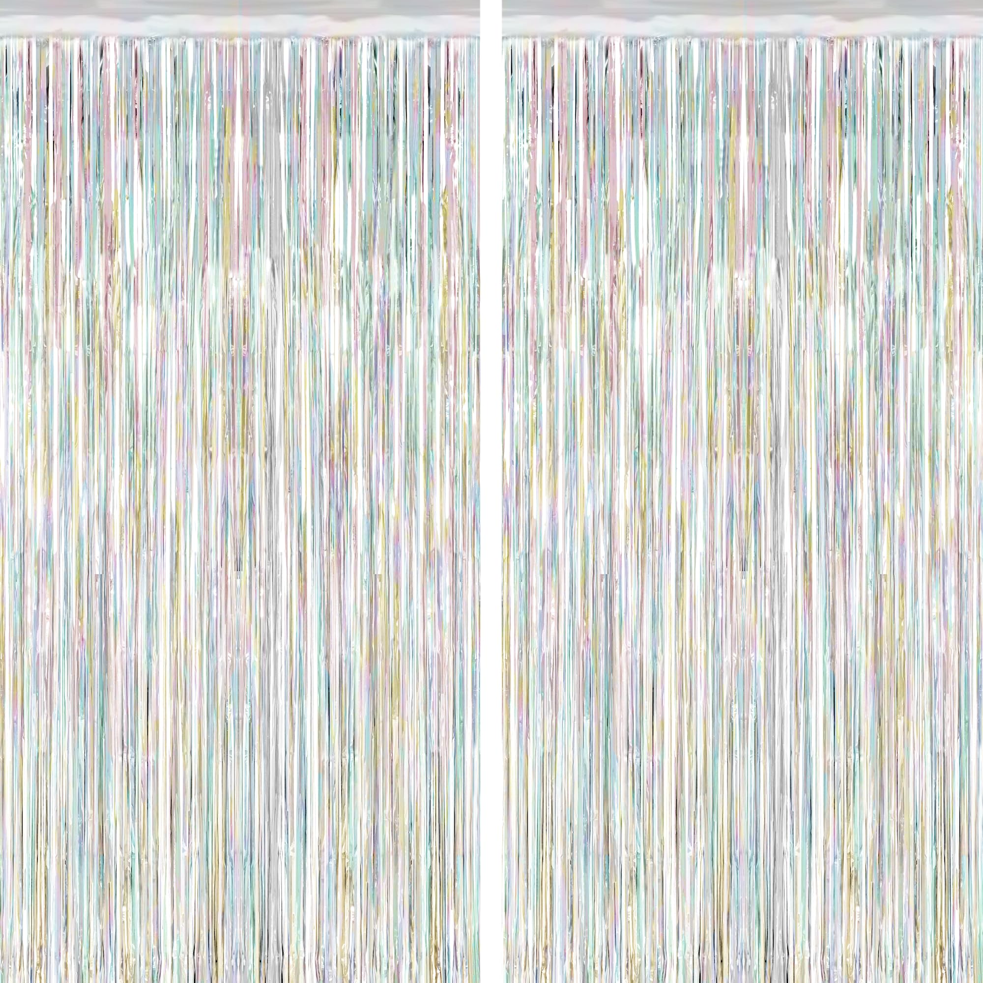 2 Pack Halloween Backdrop, 3.28 FT x 7.05 FT Foil Fringe Curtains, Orange Purple Black Party Streamer Tinsel Backdrop Curtains, Halloween Decorations Door Decor Photo Props Party Supplies