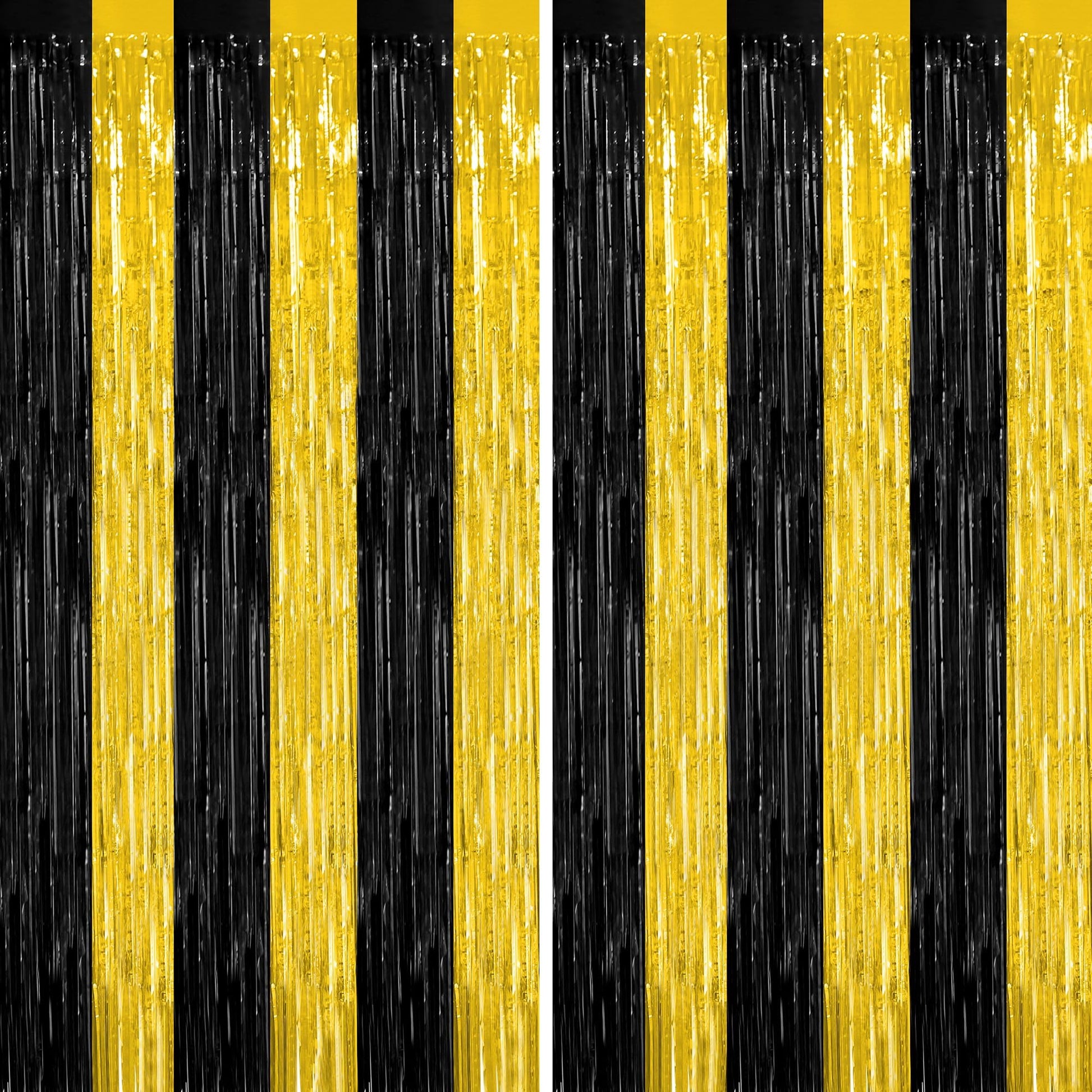 2 Pack Halloween Backdrop, 3.28 FT x 7.05 FT Foil Fringe Curtains, Orange Purple Black Party Streamer Tinsel Backdrop Curtains, Halloween Decorations Door Decor Photo Props Party Supplies