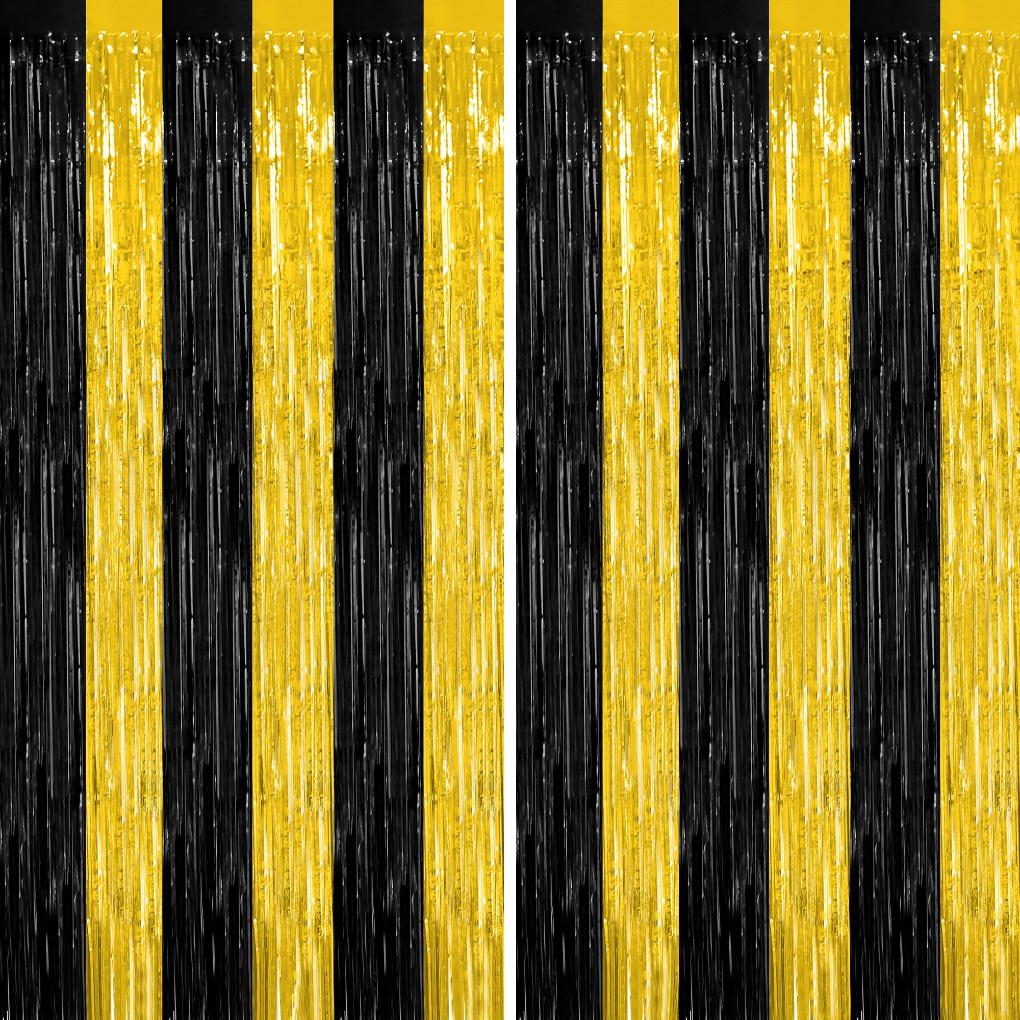 2 Pack Halloween Backdrop, 3.28 FT x 7.05 FT Foil Fringe Curtains, Orange Purple Black Party Streamer Tinsel Backdrop Curtains, Halloween Decorations Door Decor Photo Props Party Supplies