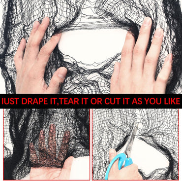 6 Pack Halloween Black Gauze Wall Decor,Outdoor Halloween Fake Spider Web Decorations Webbing,Cobwebs Mesh Spooky Fabric,30X72 in Black Cheesecloth for Haunted House Indoor Creepy Cloth Backdrop