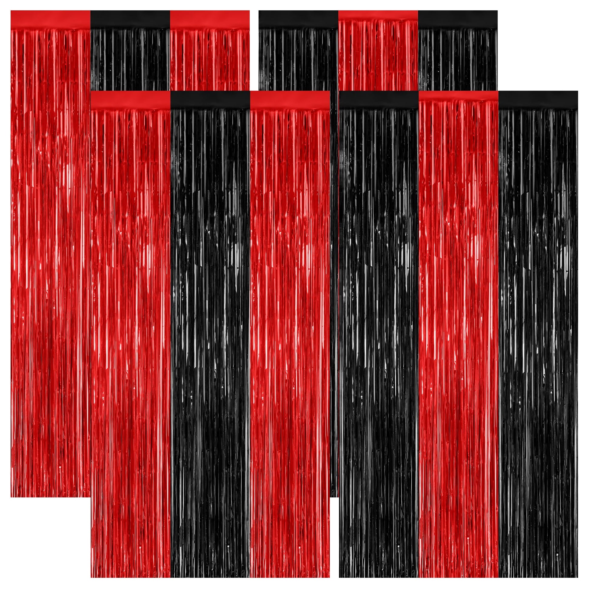 2 Pack Halloween Backdrop, 3.28 FT x 7.05 FT Foil Fringe Curtains, Orange Purple Black Party Streamer Tinsel Backdrop Curtains, Halloween Decorations Door Decor Photo Props Party Supplies