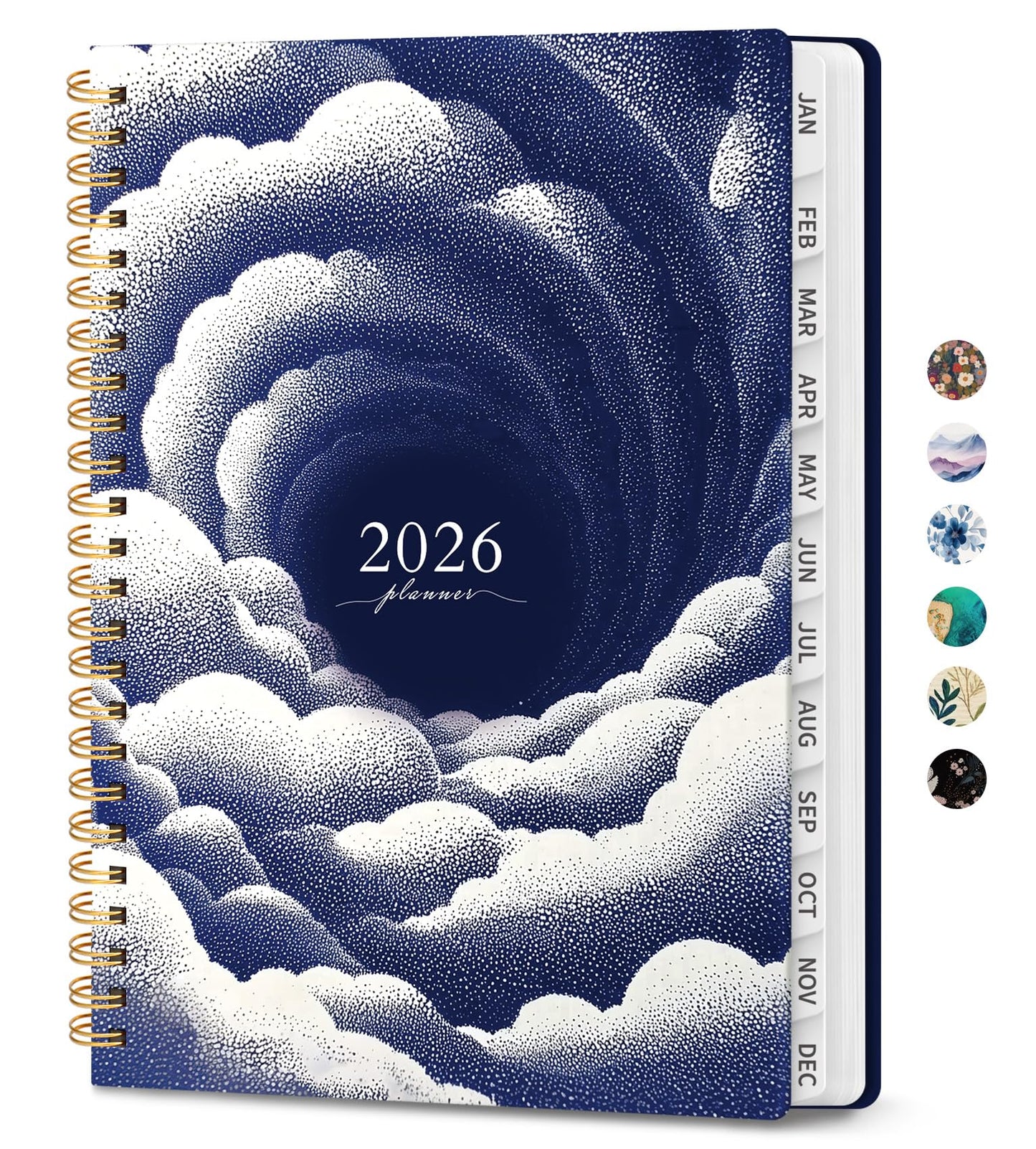Hardcover 2026 Planner, Weekly and Monthly Calendar, Jan - Dec 2026 Planner Book with Tabs for Women, Inner Pocket, Spiral Bound, Perfect for Office/Home/School Supplies, Petals, A5, 6.3" x 8.5"