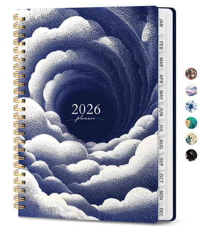 Hardcover 2026 Planner, Weekly and Monthly Calendar, Jan - Dec 2026 Planner Book with Tabs for Women, Inner Pocket, Spiral Bound, Perfect for Office/Home/School Supplies, Petals, A5, 6.3" x 8.5"