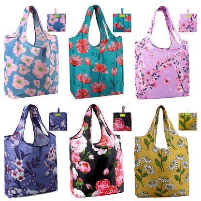 BeeGreen Christmas Reusable Gift Bags,6 Pack Large Holiday Tote Foldable Cloth Bag for Women, Cute Grocery Storage for Xmas Gifts Market Shopping, Washable Collapsible Reusable Bags with Handles​