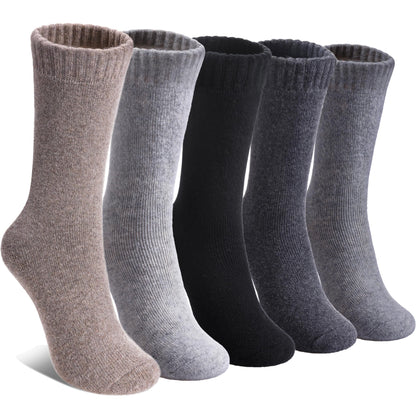 LINEMIN Wool Socks for Women Winter Warm Hiking Thick Warm Cozy Boot Crew Gift Socks 5 Pairs