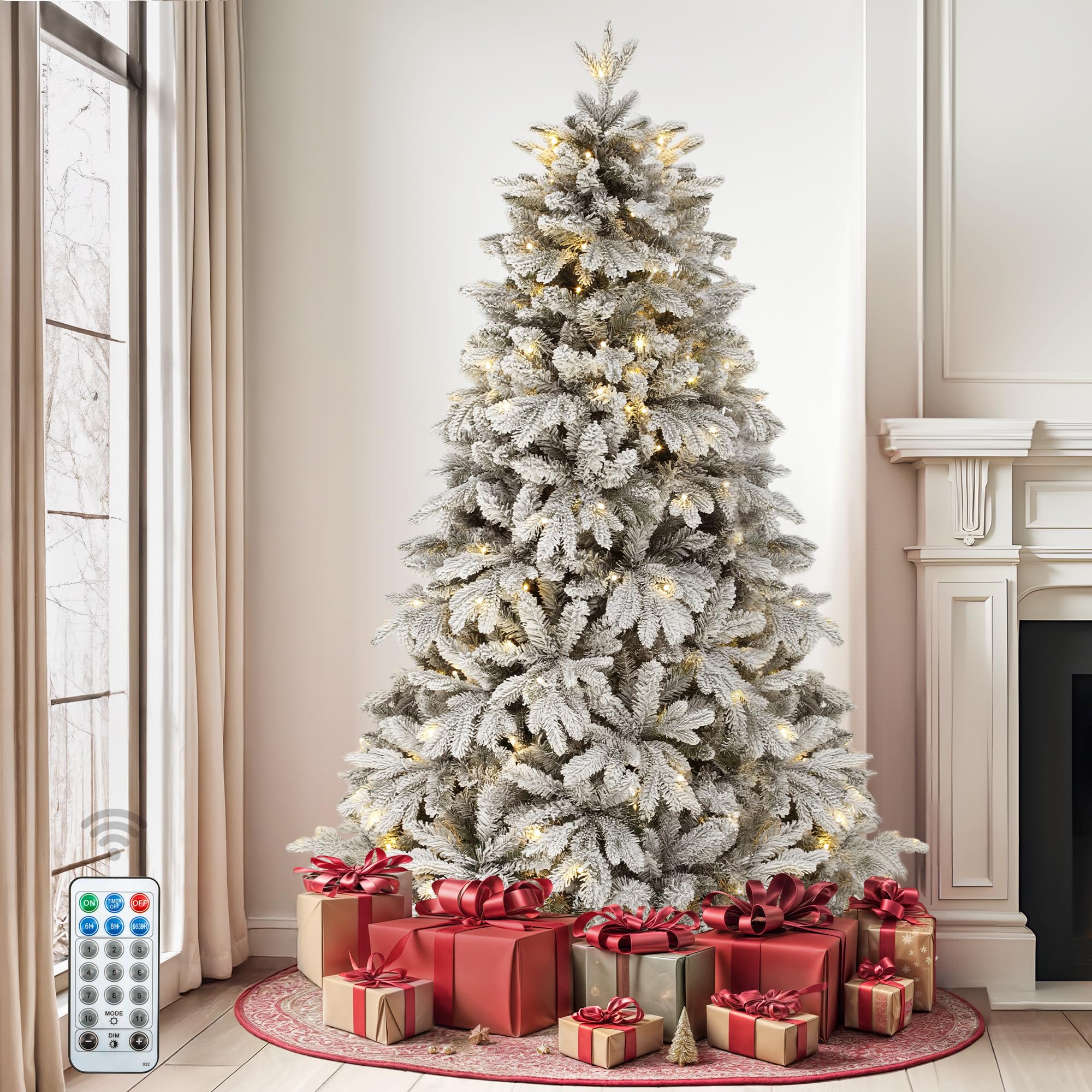 DWVO 6ft Pre-lit Black Christmas Tree with Lights, Prelit Halloween ChristmasTtrees with 818 Tips & 250 UL Listed Lights, Automatic Branches & Easy Assembly with Remote Control for Home Party