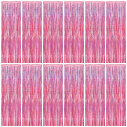 2 Pack Halloween Backdrop, 3.28 FT x 7.05 FT Foil Fringe Curtains, Orange Purple Black Party Streamer Tinsel Backdrop Curtains, Halloween Decorations Door Decor Photo Props Party Supplies