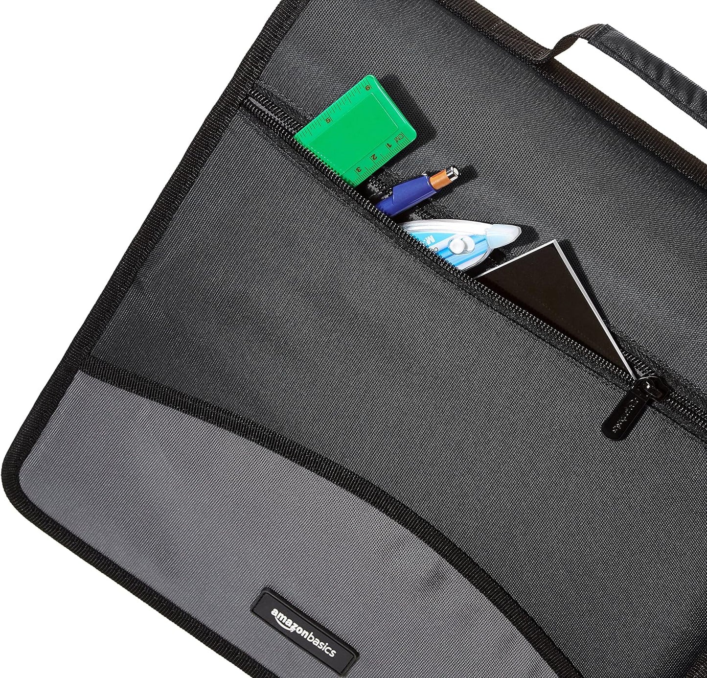 Amazon Basics Durable 3 Ring Binder with Zipper, Sturdy Storage to Keep Documents Organized, 3 inch, Black