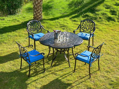 ARTPLAN Outdoor/Indoor Chair Pads,Patio Dining Chair Cushions Set of 4,Sqaure Replacement Cushions with Ties,18.5x16x3 Inch,Blue
