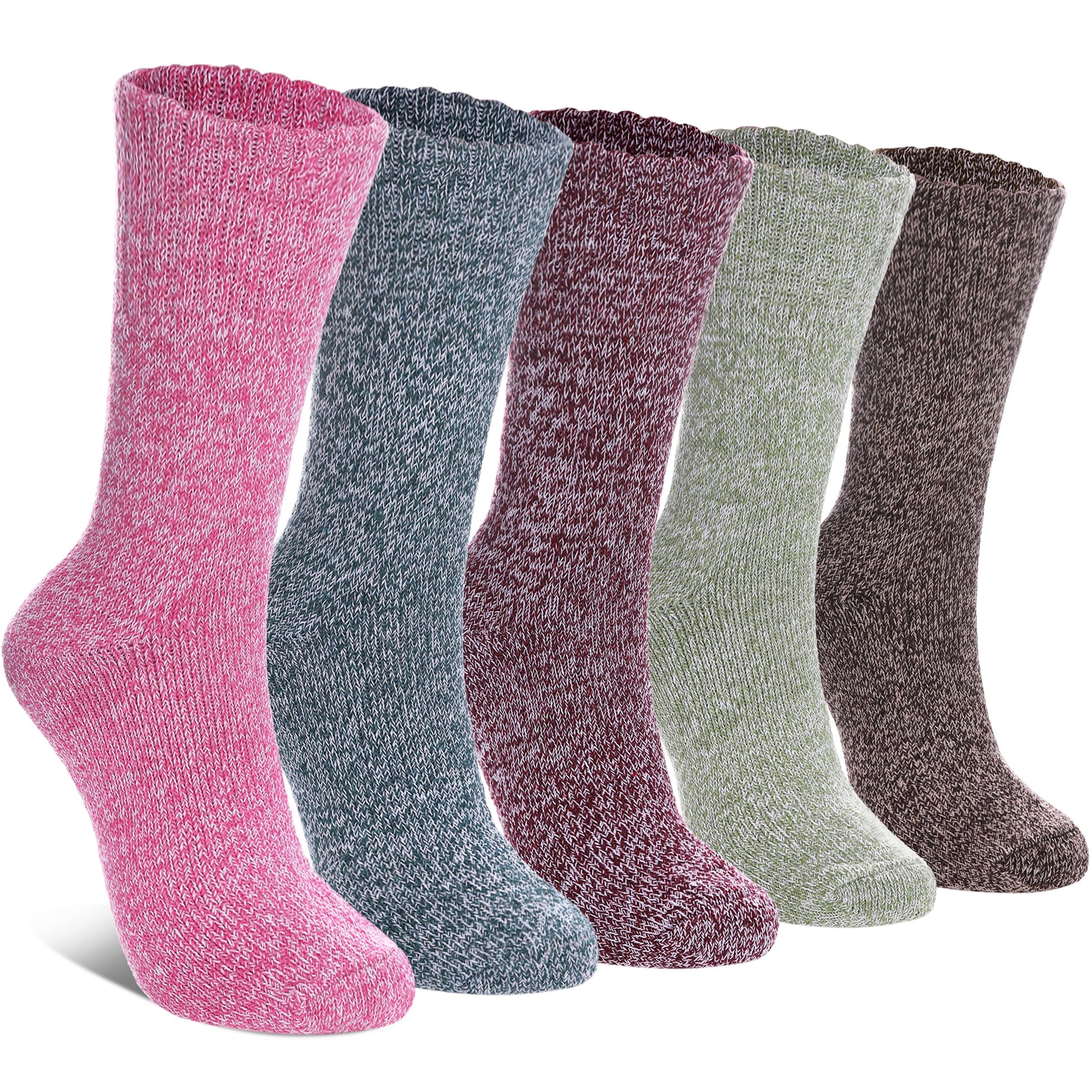 LINEMIN Wool Socks for Women Winter Warm Hiking Thick Warm Cozy Boot Crew Gift Socks 5 Pairs