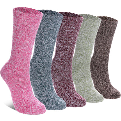 LINEMIN Wool Socks for Women Winter Warm Hiking Thick Warm Cozy Boot Crew Gift Socks 5 Pairs