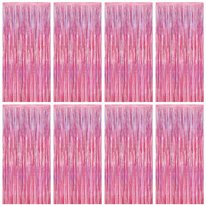 2 Pack Halloween Backdrop, 3.28 FT x 7.05 FT Foil Fringe Curtains, Orange Purple Black Party Streamer Tinsel Backdrop Curtains, Halloween Decorations Door Decor Photo Props Party Supplies