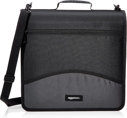 Amazon Basics Durable 3 Ring Binder with Zipper, Sturdy Storage to Keep Documents Organized, 3 inch, Black