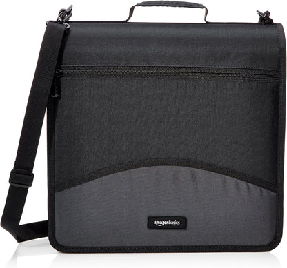 Amazon Basics Durable 3 Ring Binder with Zipper, Sturdy Storage to Keep Documents Organized, 3 inch, Black