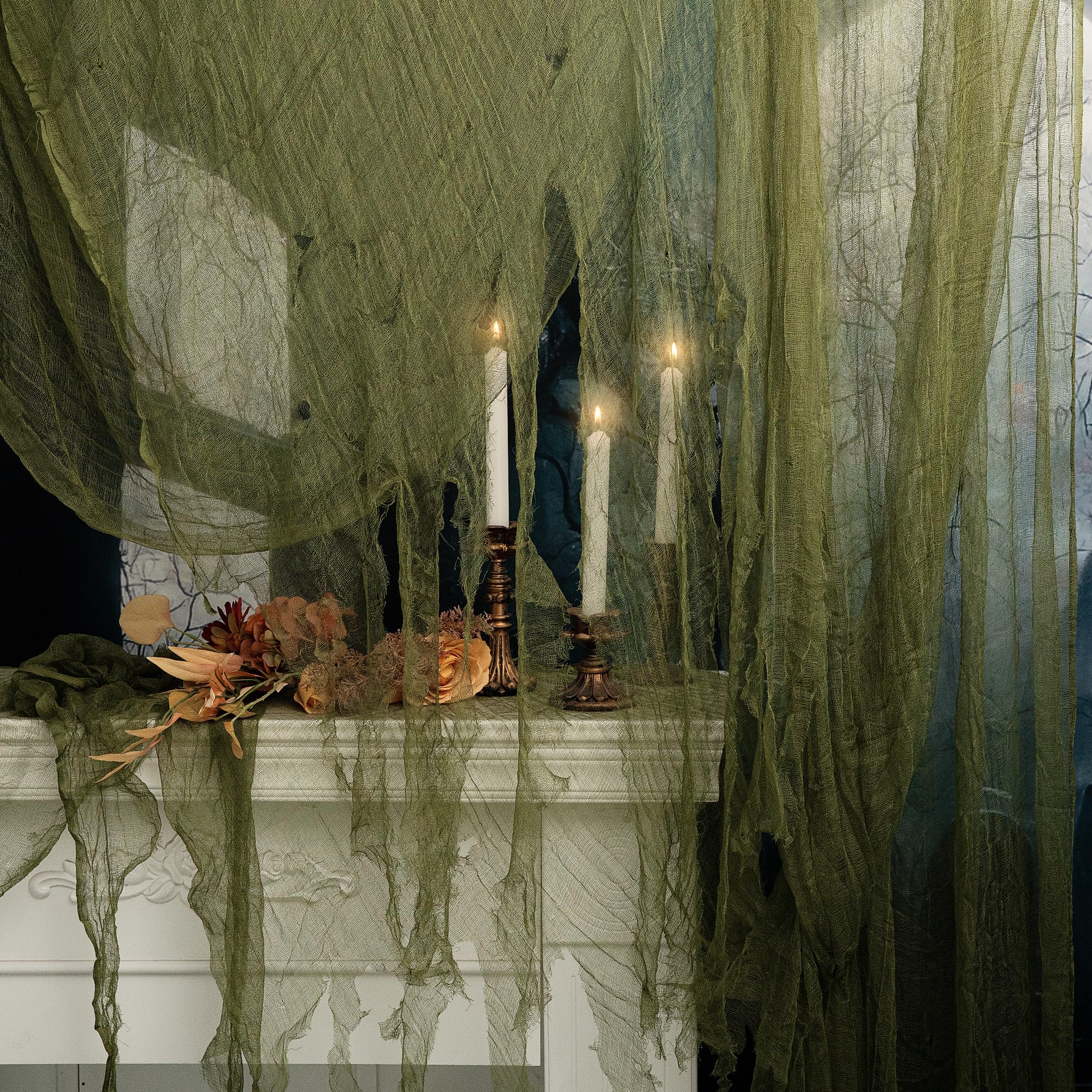 RunNico 197'' x 85'' Halloween Blood Red Scary Gauze, Bloody Haunted House Creepy Cloth, Spooky Fabric Hanging Decoration for Horror Themed Nightmare Party Wall Yard Doorway Porch Decor