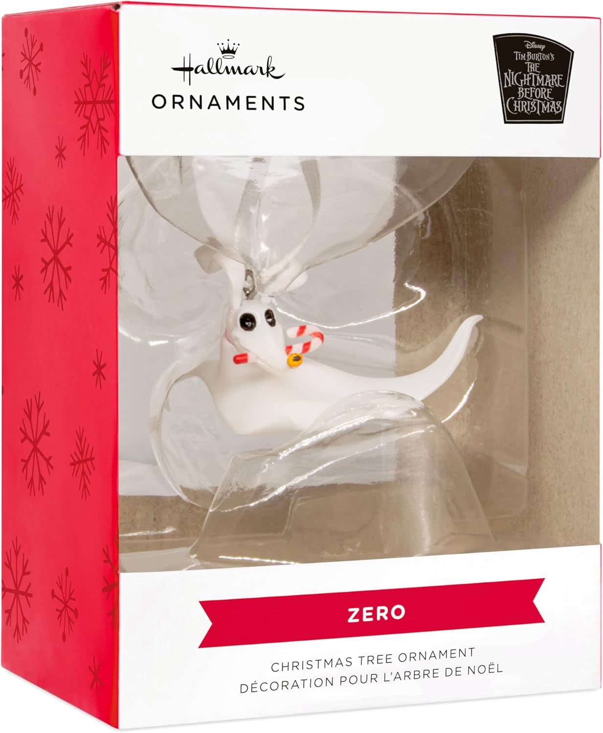 Hallmark Disney Tim Burton's The Nightmare Before Christmas Zero with Candy Cane Christmas Ornament, Gifts for Disney Fans