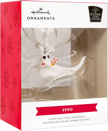 Hallmark Disney Tim Burton's The Nightmare Before Christmas Zero with Candy Cane Christmas Ornament, Gifts for Disney Fans