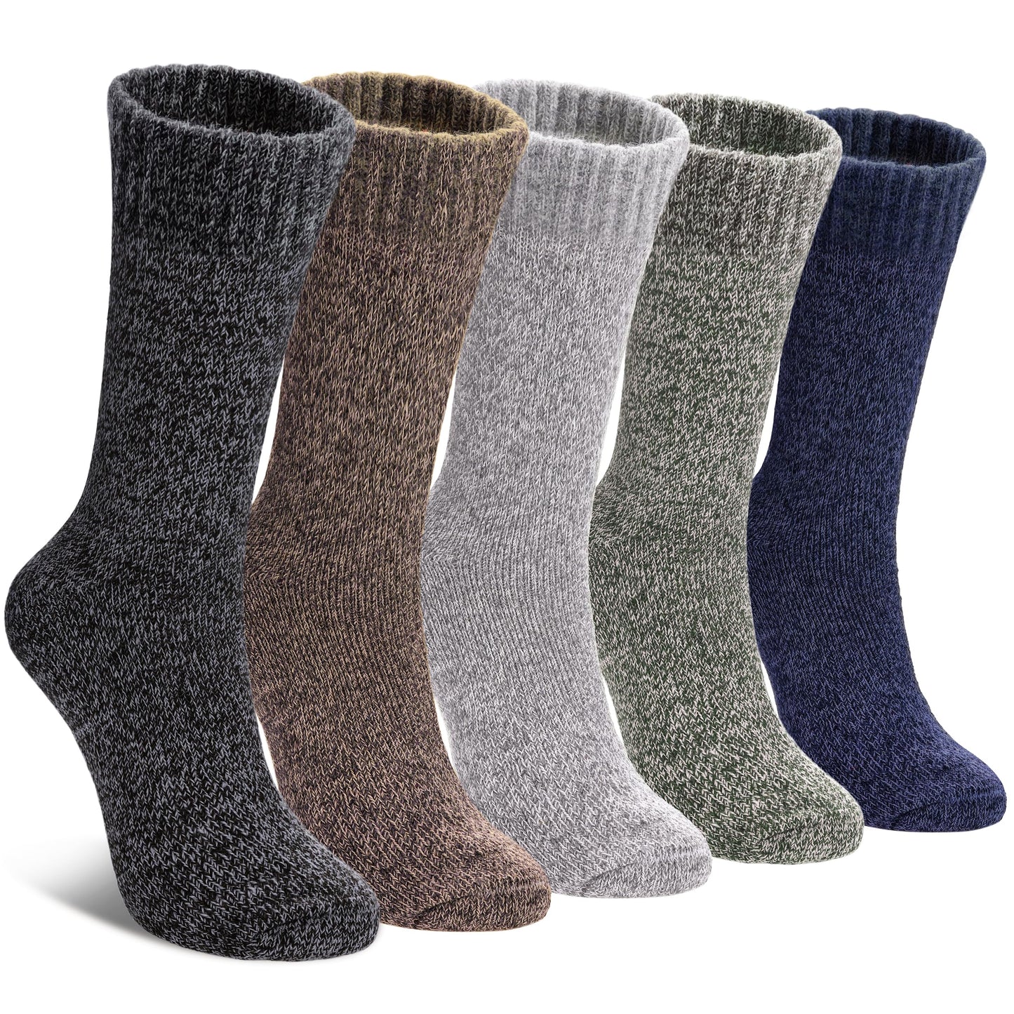 LINEMIN Wool Socks for Women Winter Warm Hiking Thick Warm Cozy Boot Crew Gift Socks 5 Pairs