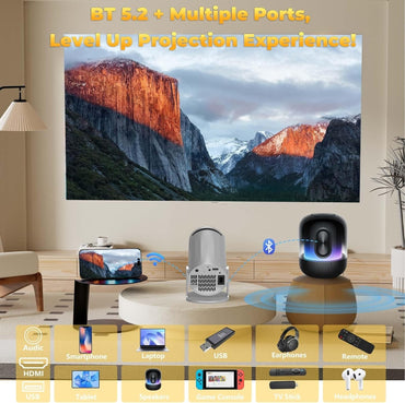 XBJ 1080P Mini Projector, Diamond  Portable Movie Projector 4K 1080P