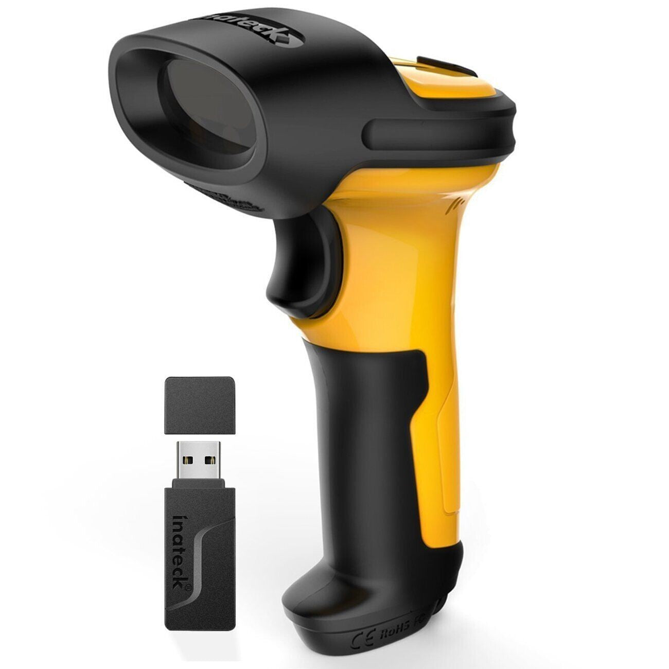 Inateck 1D Barcode Scanner Barcode Reader Wireless Adapter 60M Range Auto Scan